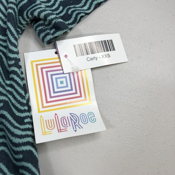 NEW LuLaRoe CARLY SWING DRESS Size XXS Abstract Green Teal NWT - Picture 5 of 9